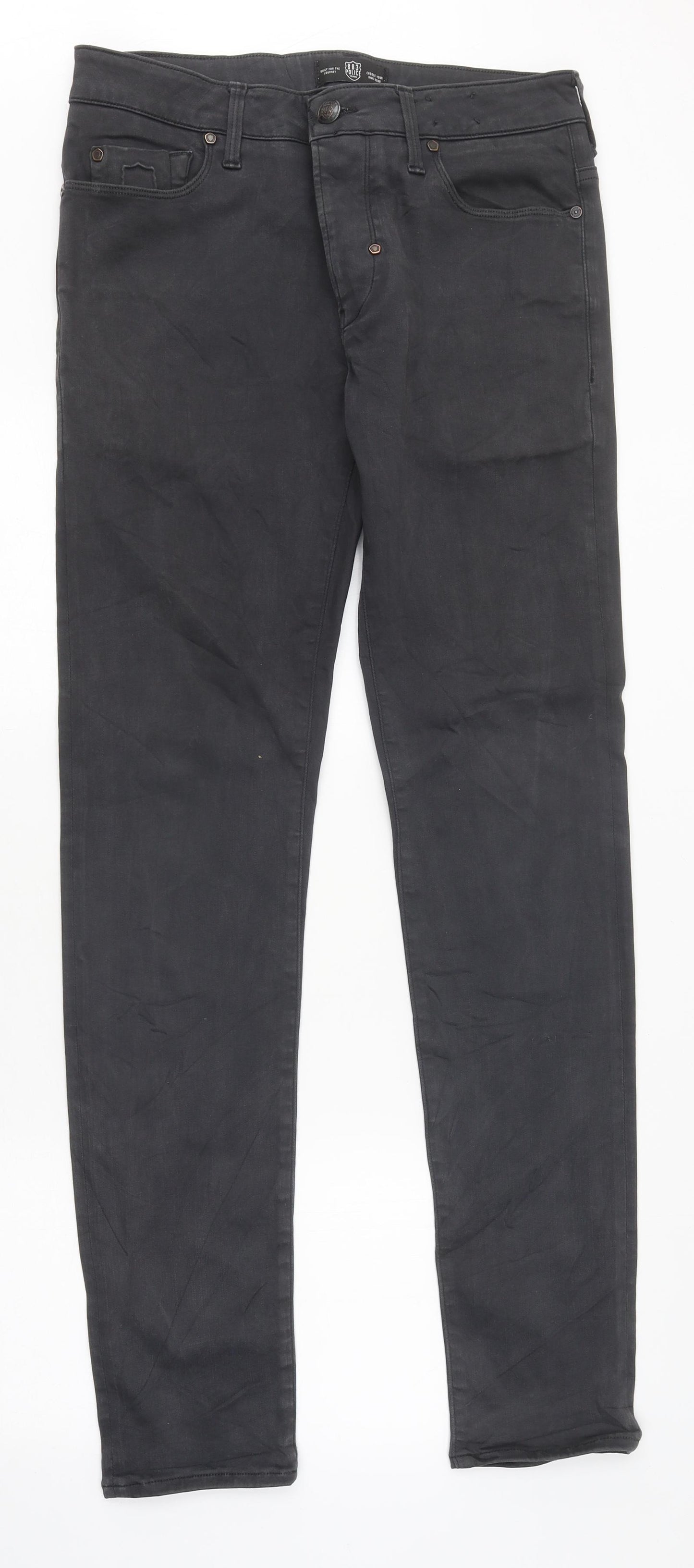 Police Mens Grey Cotton Skinny Jeans Size 30 L30 in Regular Zip