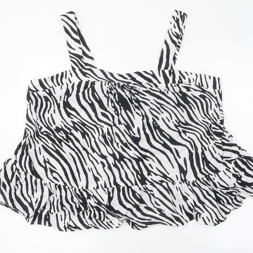 Marks and Spencer Womens Multicoloured Animal Print Polyester Basic Tank Size 22 Off the Shoulder - Zebra Print