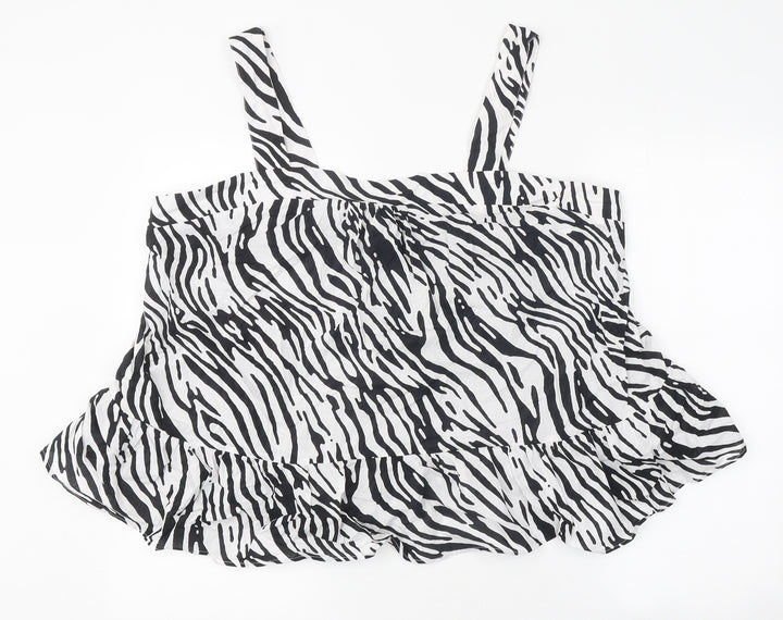 Marks and Spencer Womens Multicoloured Animal Print Polyester Basic Tank Size 22 Off the Shoulder - Zebra Print