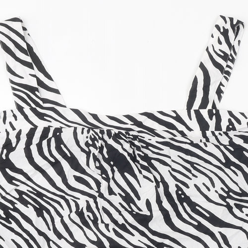 Marks and Spencer Womens Multicoloured Animal Print Polyester Basic Tank Size 22 Off the Shoulder - Zebra Print