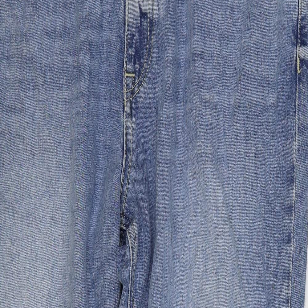 Marks and Spencer Womens Blue Cotton Straight Jeans Size 16 L27 in Regular Zip