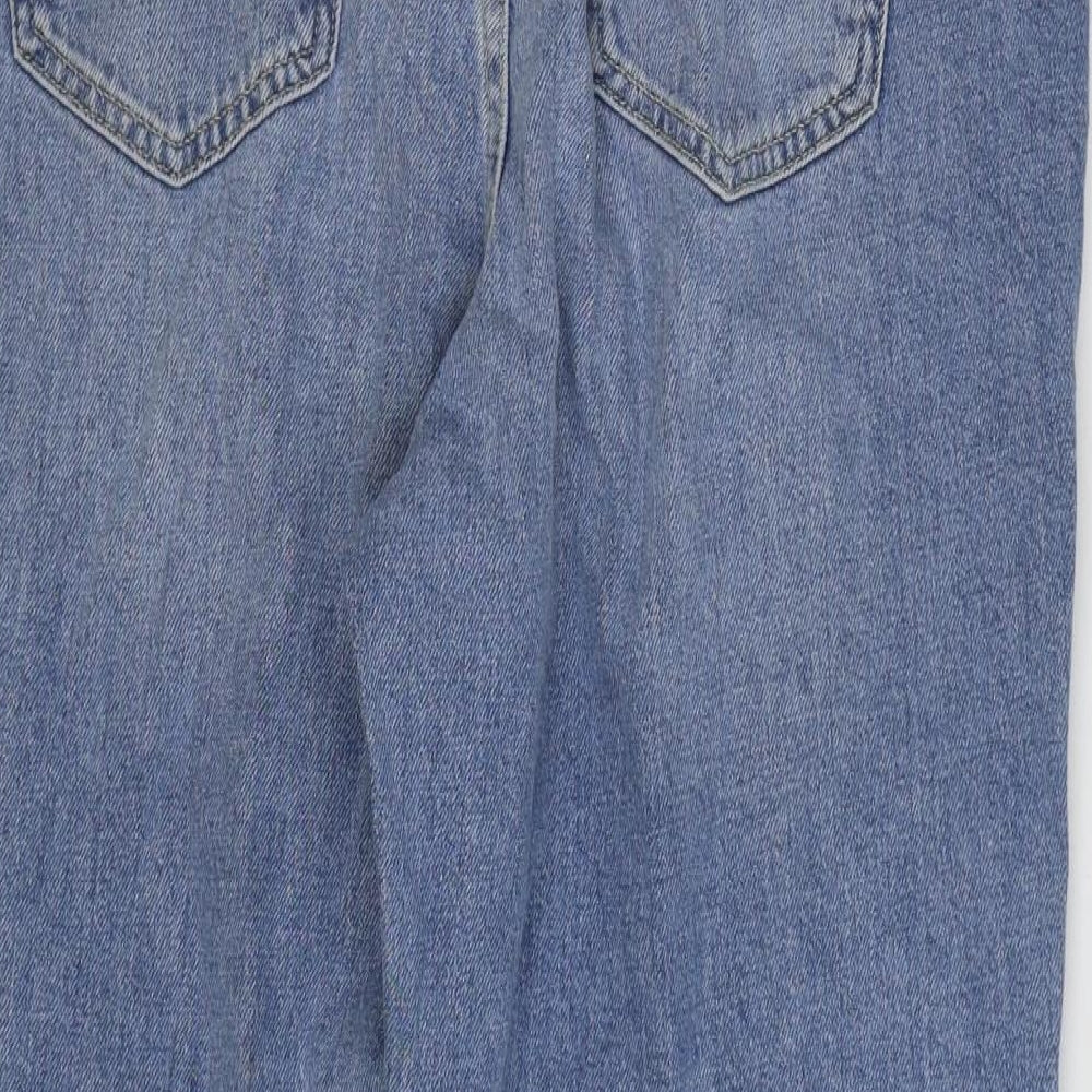 Marks and Spencer Womens Blue Cotton Straight Jeans Size 16 L27 in Regular Zip