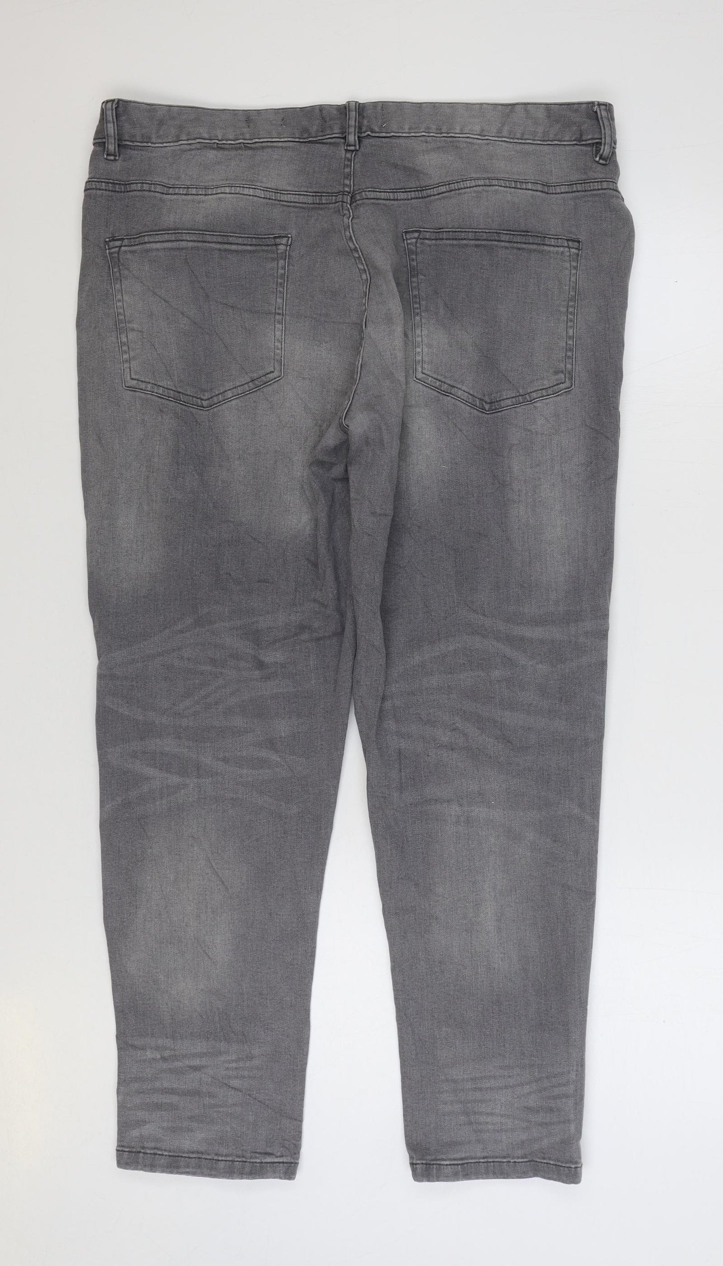 Matalan Mens Grey Cotton Tapered Jeans Size 38 in L28 in Regular Zip