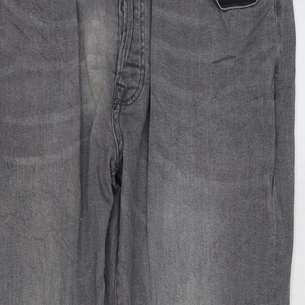 Matalan Mens Grey Cotton Tapered Jeans Size 38 in L28 in Regular Zip