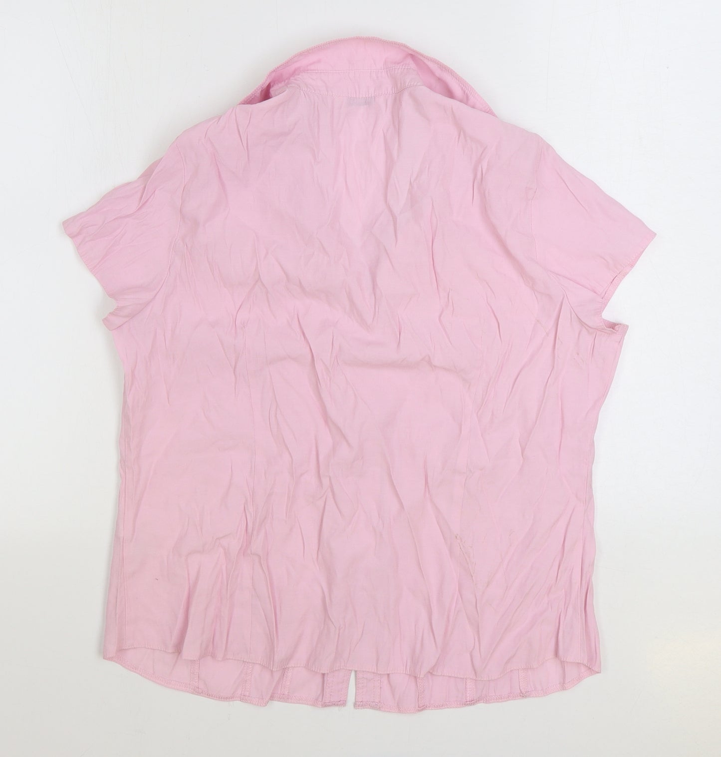 BHS Womens Pink Polyester Basic Button-Up Size 20 V-Neck