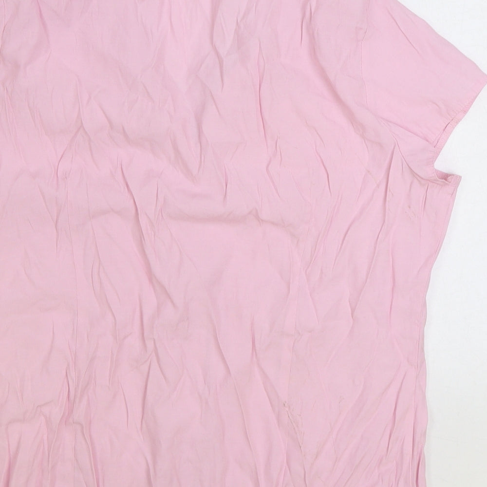 BHS Womens Pink Polyester Basic Button-Up Size 20 V-Neck