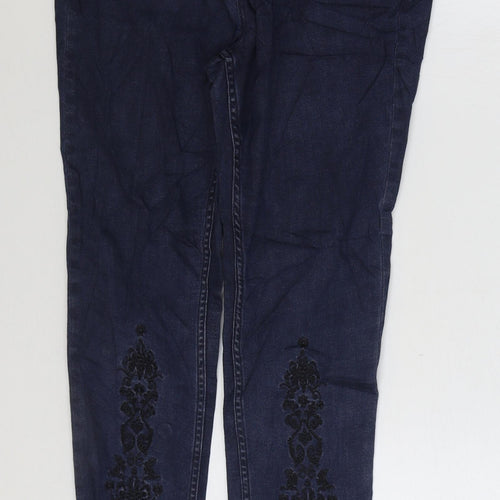 Marks and Spencer Womens Blue Cotton Skinny Jeans Size 12 L27 in Regular Zip