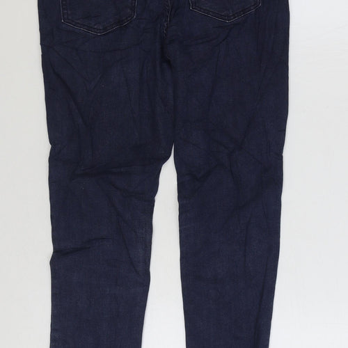 Marks and Spencer Womens Blue Cotton Skinny Jeans Size 12 L27 in Regular Zip