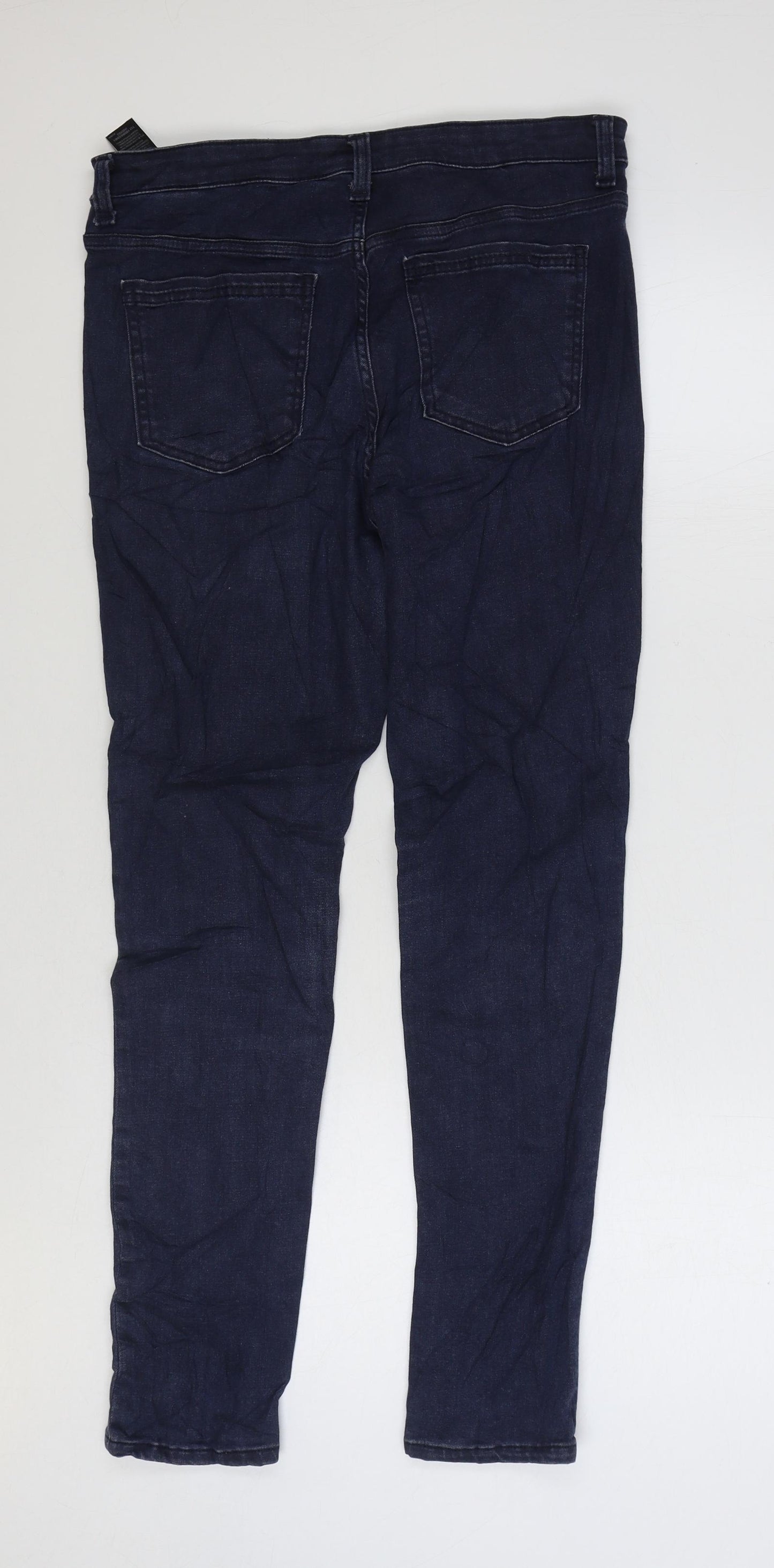 Marks and Spencer Womens Blue Cotton Skinny Jeans Size 12 L27 in Regular Zip