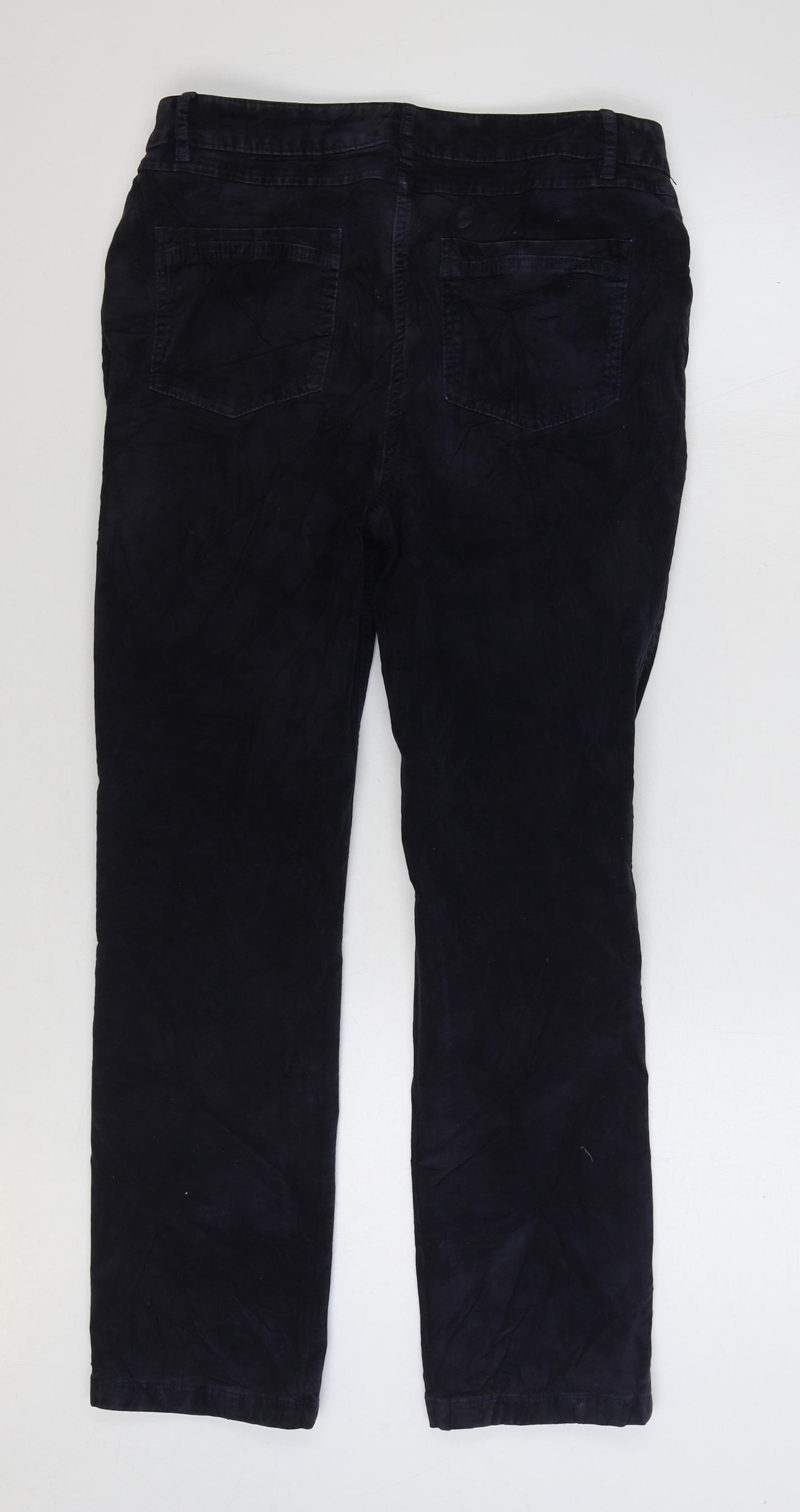 Per Una Womens Blue Cotton Straight Jeans Size 12 L27 in Regular Zip
