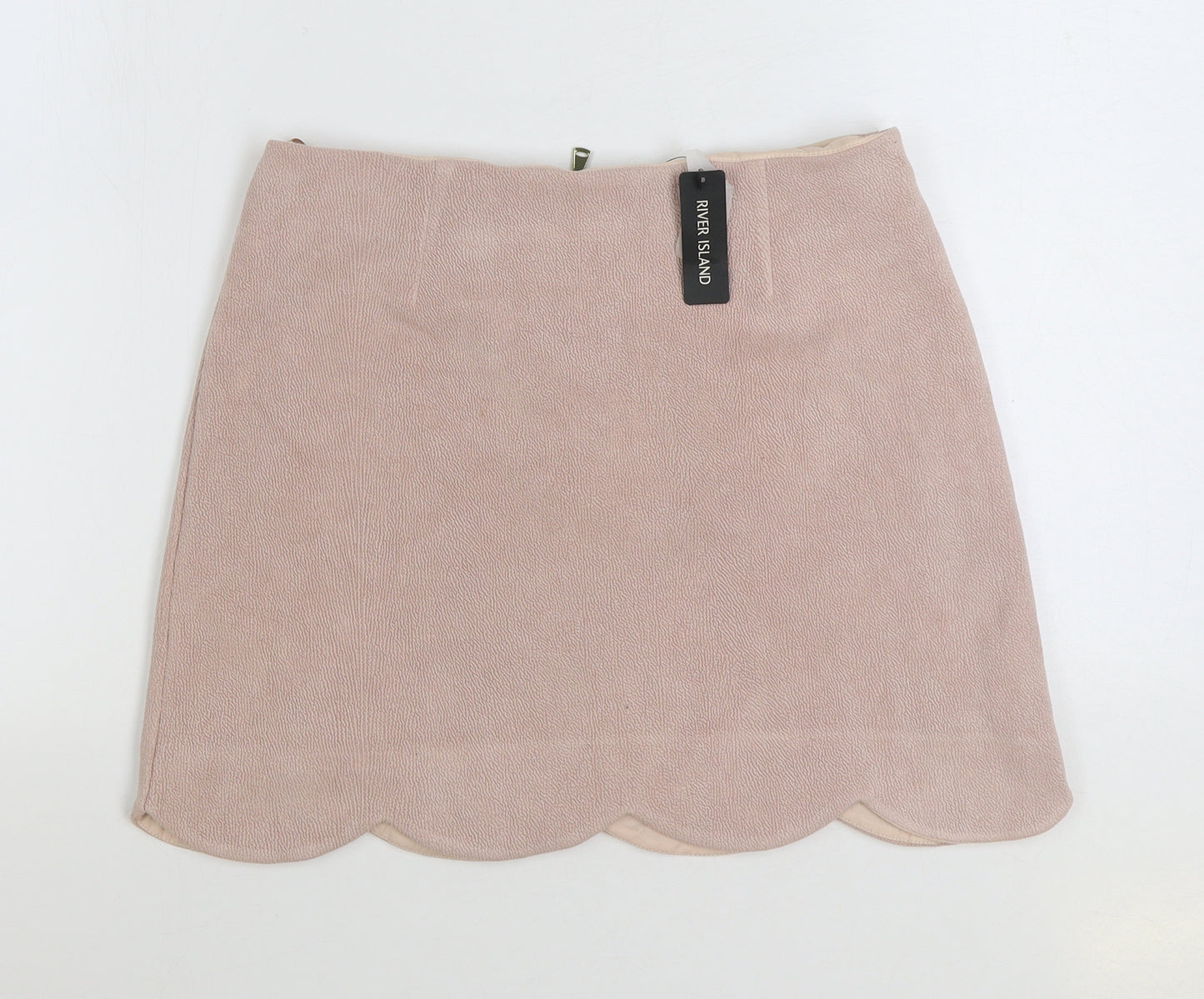 River Island Womens Pink Cotton Mini Skirt Size 12 Zip