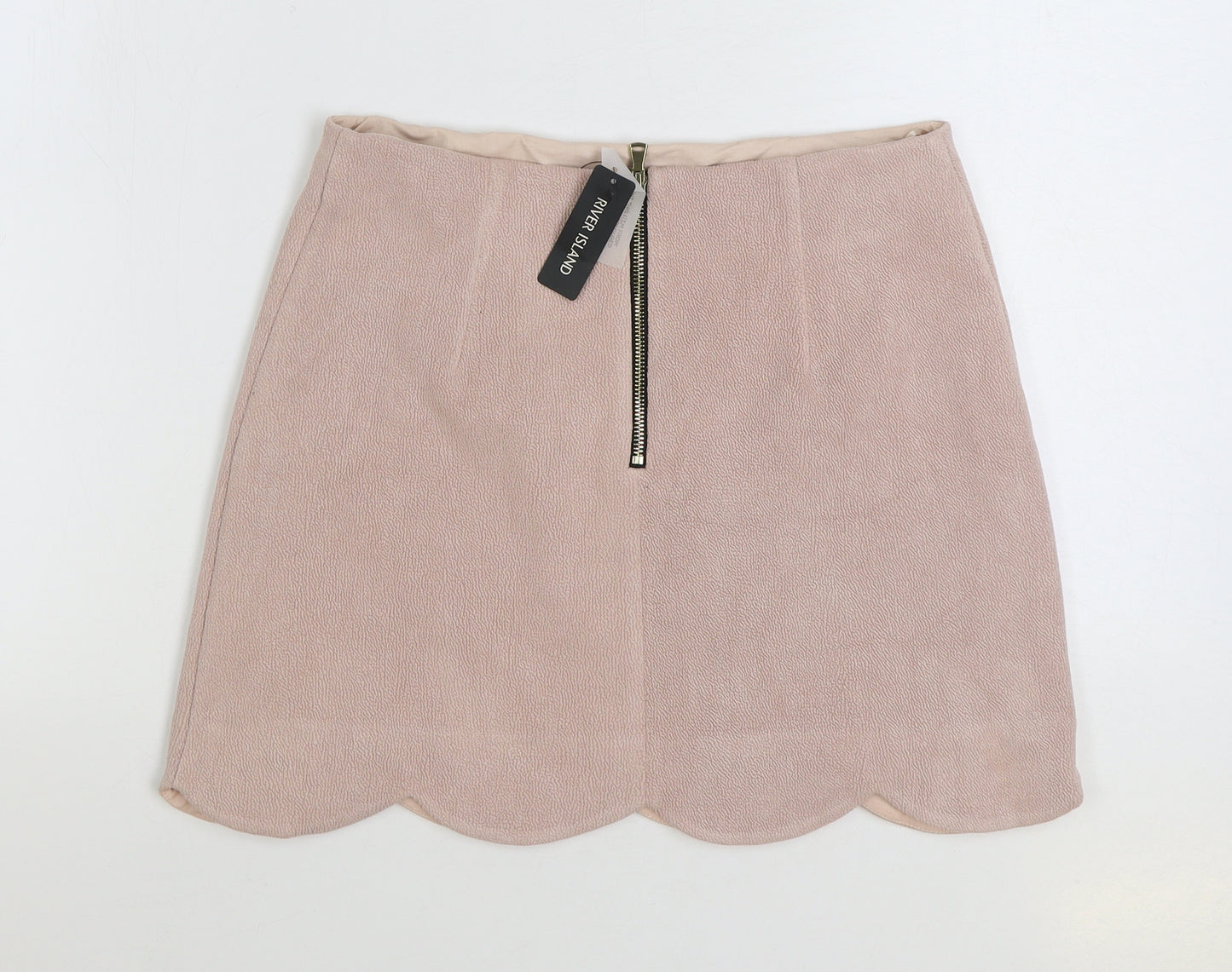 River Island Womens Pink Cotton Mini Skirt Size 12 Zip