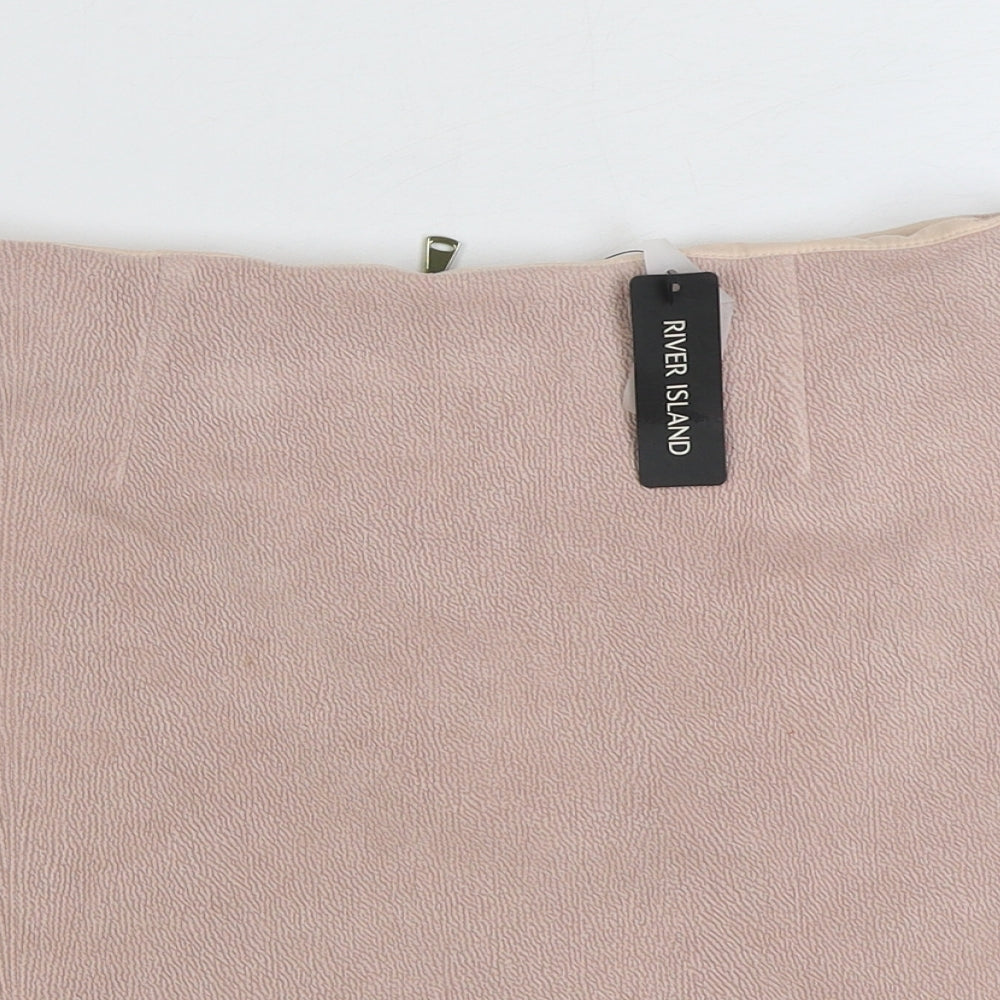 River Island Womens Pink Cotton Mini Skirt Size 12 Zip
