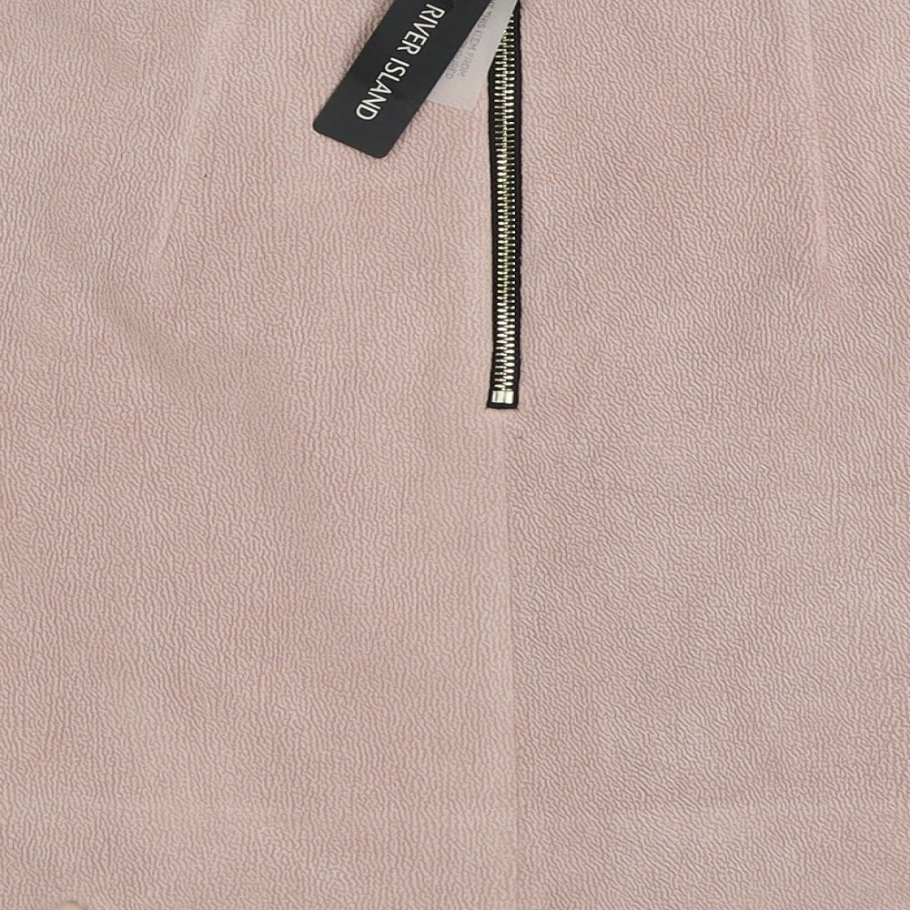 River Island Womens Pink Cotton Mini Skirt Size 12 Zip