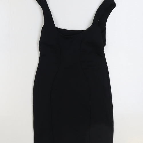 ASOS Womens Black Polyester Bodycon Size 8 Square Neck Pullover
