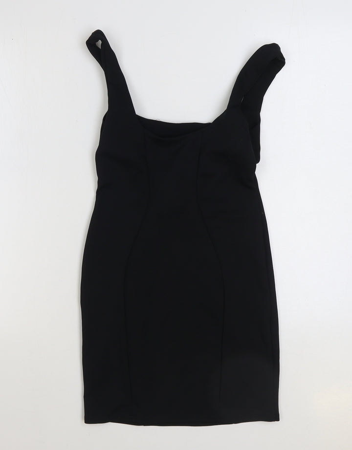 ASOS Womens Black Polyester Bodycon Size 8 Square Neck Pullover