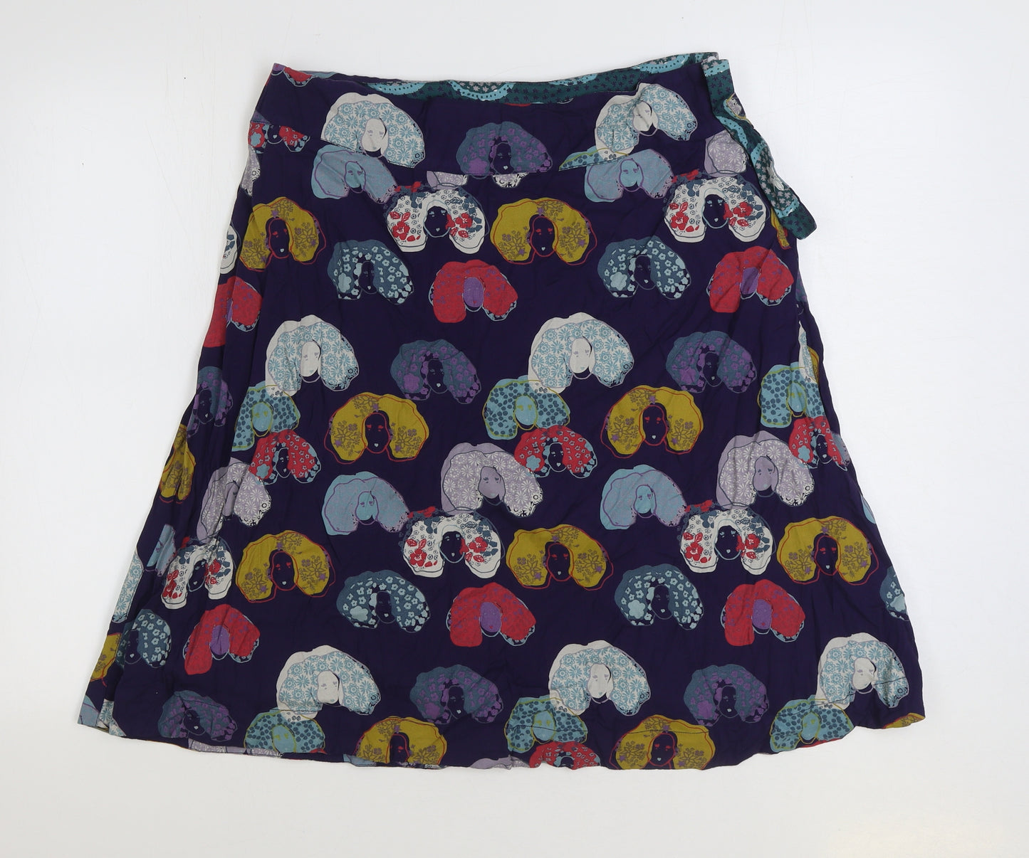 White Stuff Womens Multicoloured Geometric Viscose A-Line Skirt Size 12 Button - Reversable
