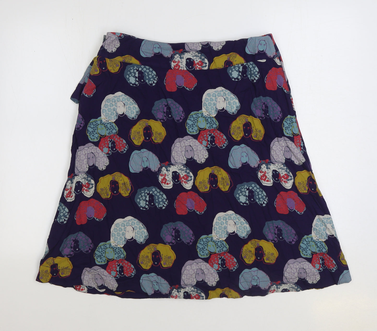 White Stuff Womens Multicoloured Geometric Viscose A-Line Skirt Size 12 Button - Reversable