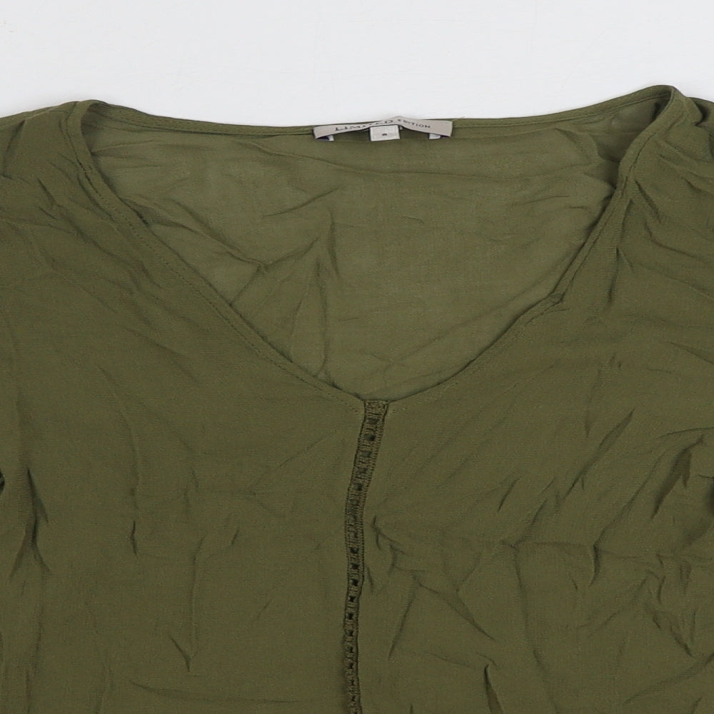 Marks and Spencer Womens Green Viscose Basic Blouse Size 8 V-Neck