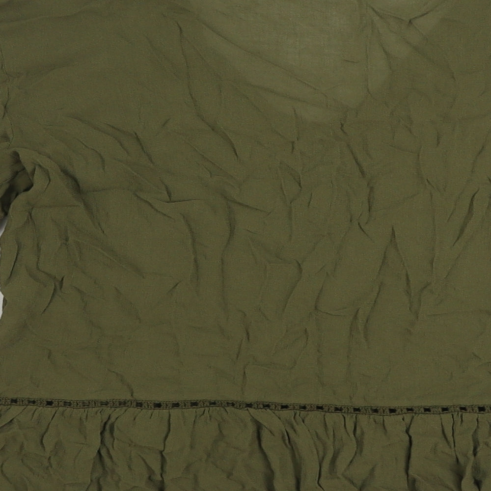 Marks and Spencer Womens Green Viscose Basic Blouse Size 8 V-Neck