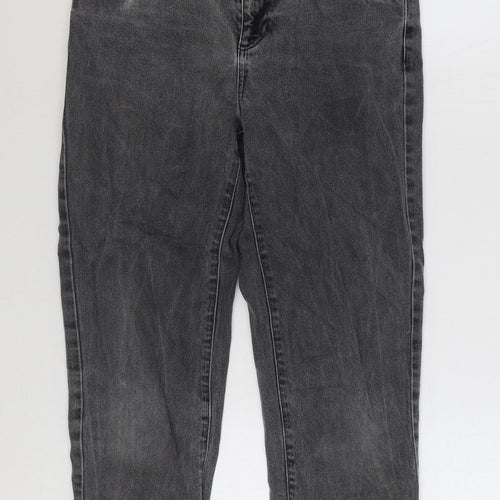 Topshop Womens Grey Cotton Straight Jeans Size 10 L24 in Regular Zip