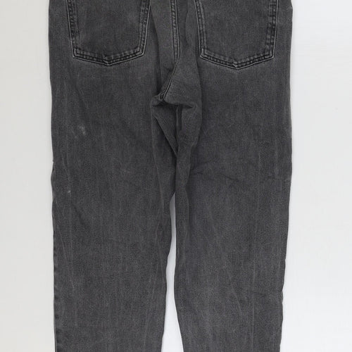 Topshop Womens Grey Cotton Straight Jeans Size 10 L24 in Regular Zip