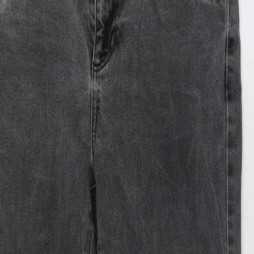 Topshop Womens Grey Cotton Straight Jeans Size 10 L24 in Regular Zip