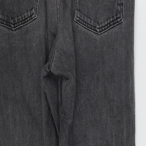 Topshop Womens Grey Cotton Straight Jeans Size 10 L24 in Regular Zip