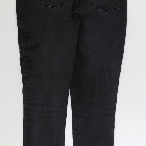 NEXT Womens Black Cotton Skinny Jeans Size 12 L28 in Regular Zip