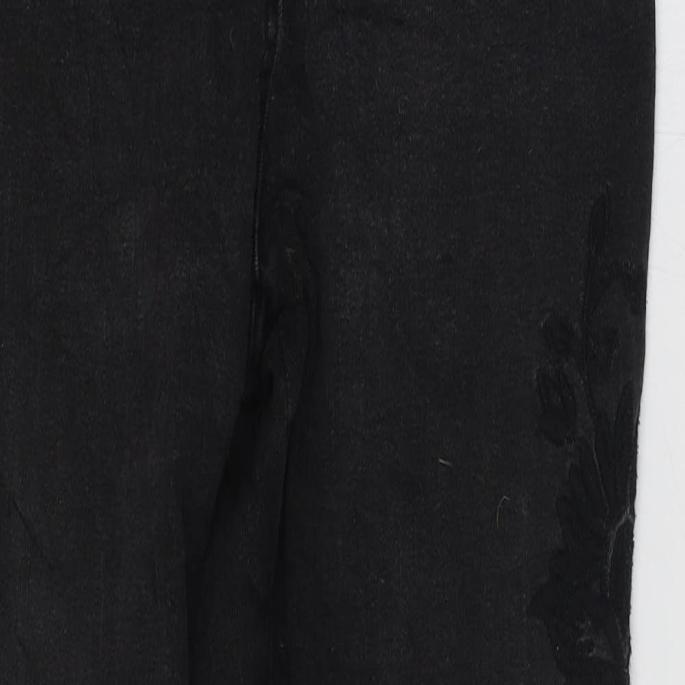 NEXT Womens Black Cotton Skinny Jeans Size 12 L28 in Regular Zip