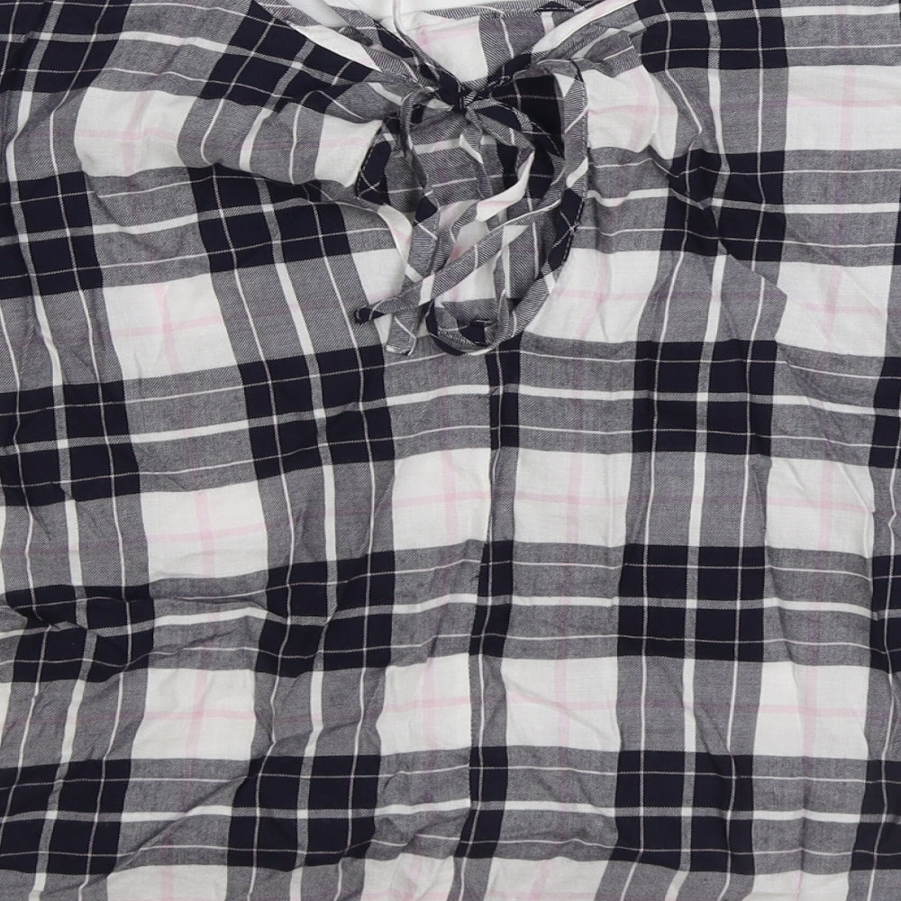 Marks and Spencer Womens Blue Plaid Cotton Basic Blouse Size 10 Boat Neck