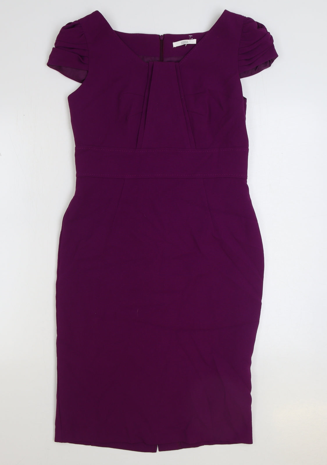 Marks and Spencer Womens Purple Polyester Bodycon Size 12 Boat Neck Zip