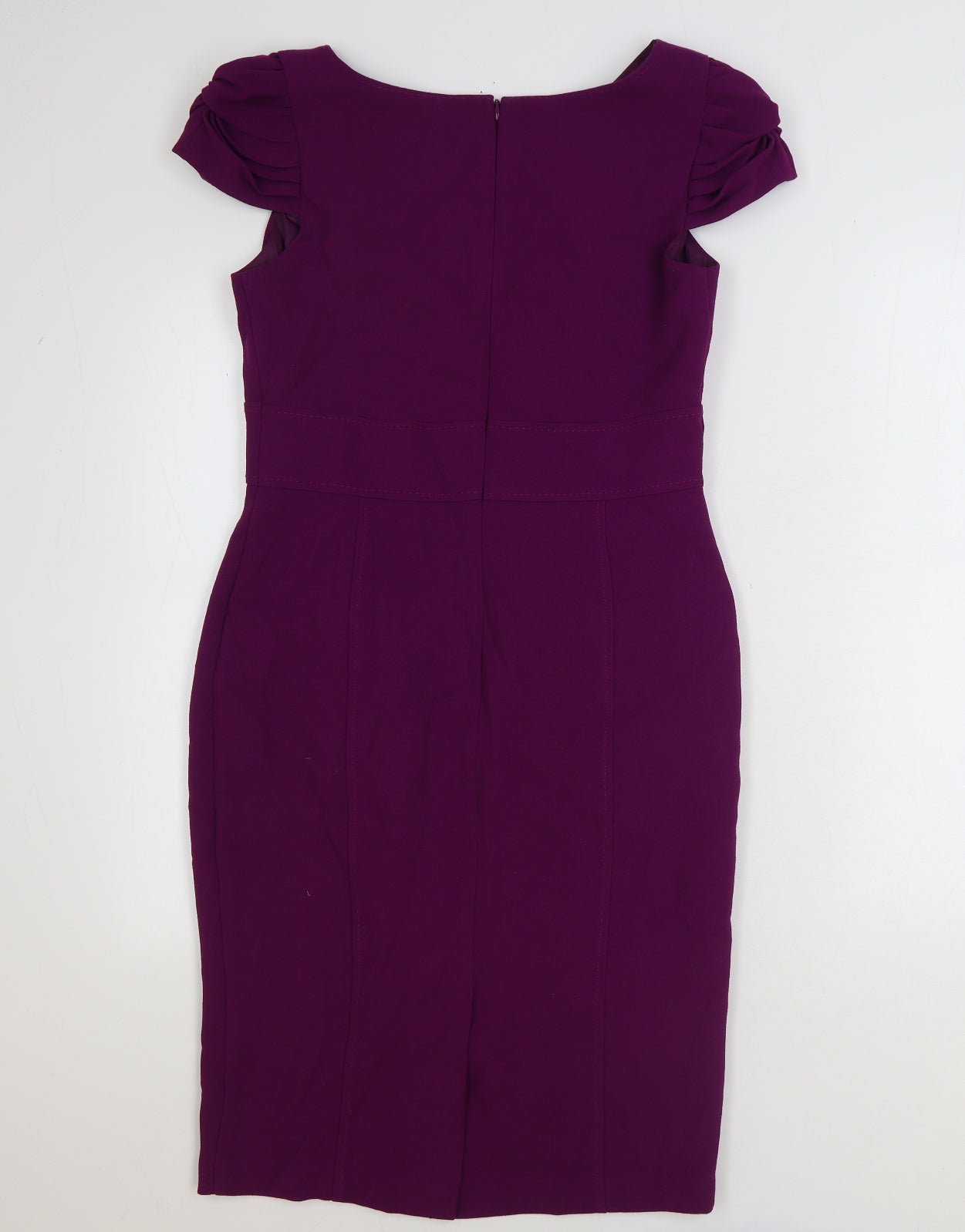 Marks and Spencer Womens Purple Polyester Bodycon Size 12 Boat Neck Zip