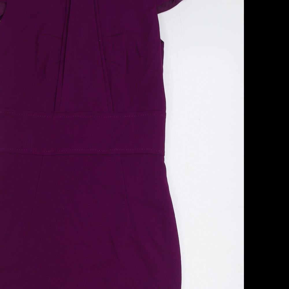 Marks and Spencer Womens Purple Polyester Bodycon Size 12 Boat Neck Zip