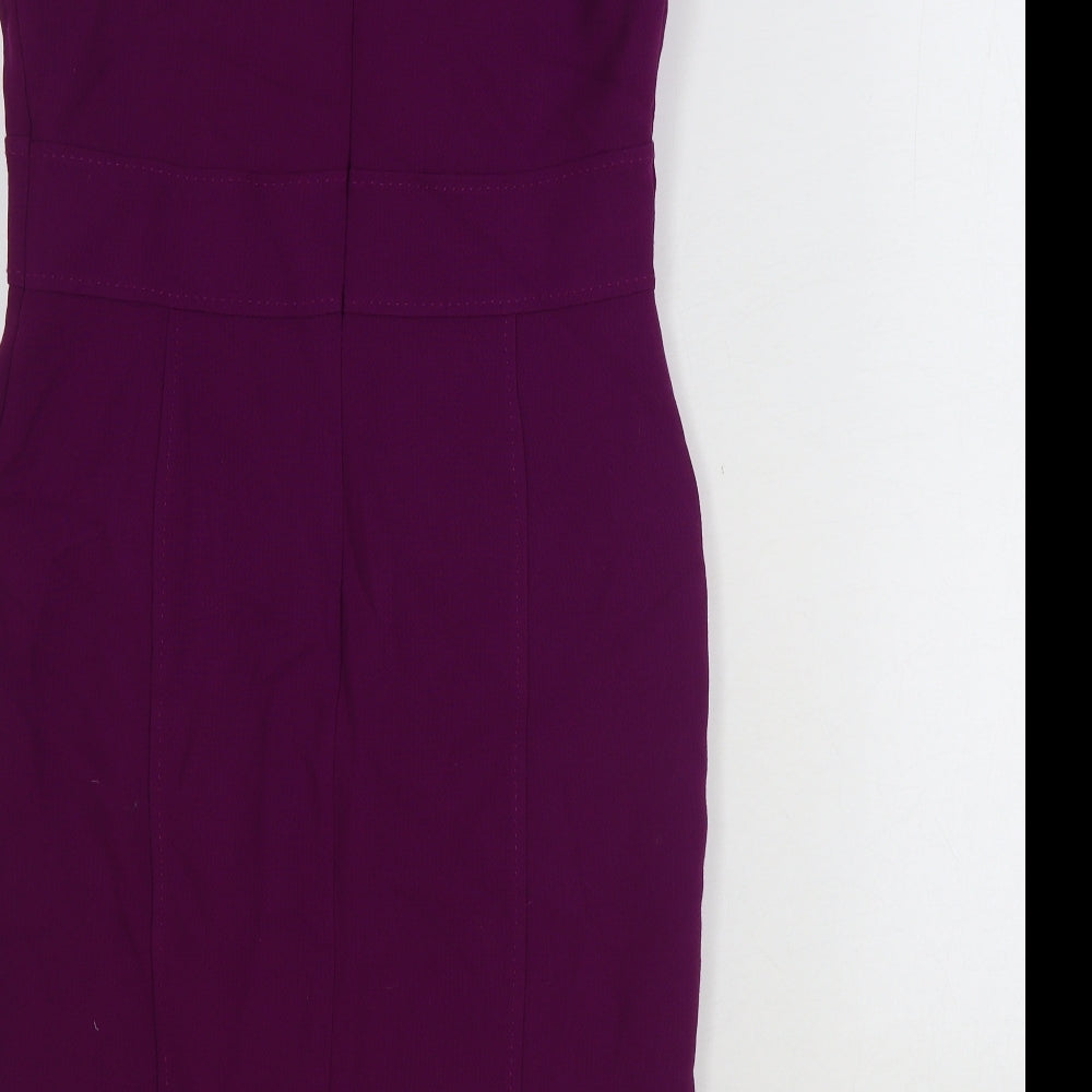 Marks and Spencer Womens Purple Polyester Bodycon Size 12 Boat Neck Zip