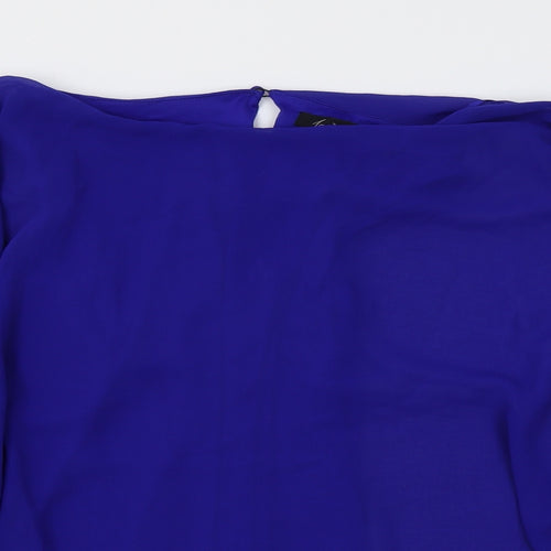 JD Williams Womens Blue Polyester Tunic Blouse Size 14 Boat Neck