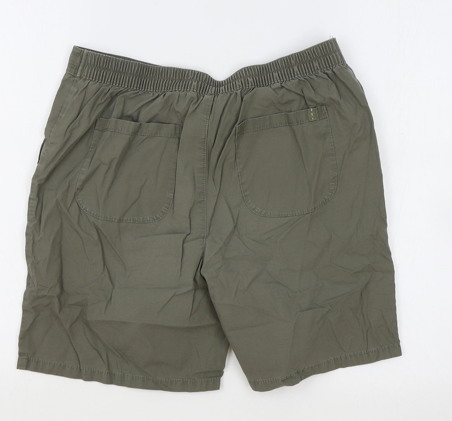 Marks & Spencer Womens Green Cotton Bermuda Shorts Size 12 L14 in Regular Drawstring