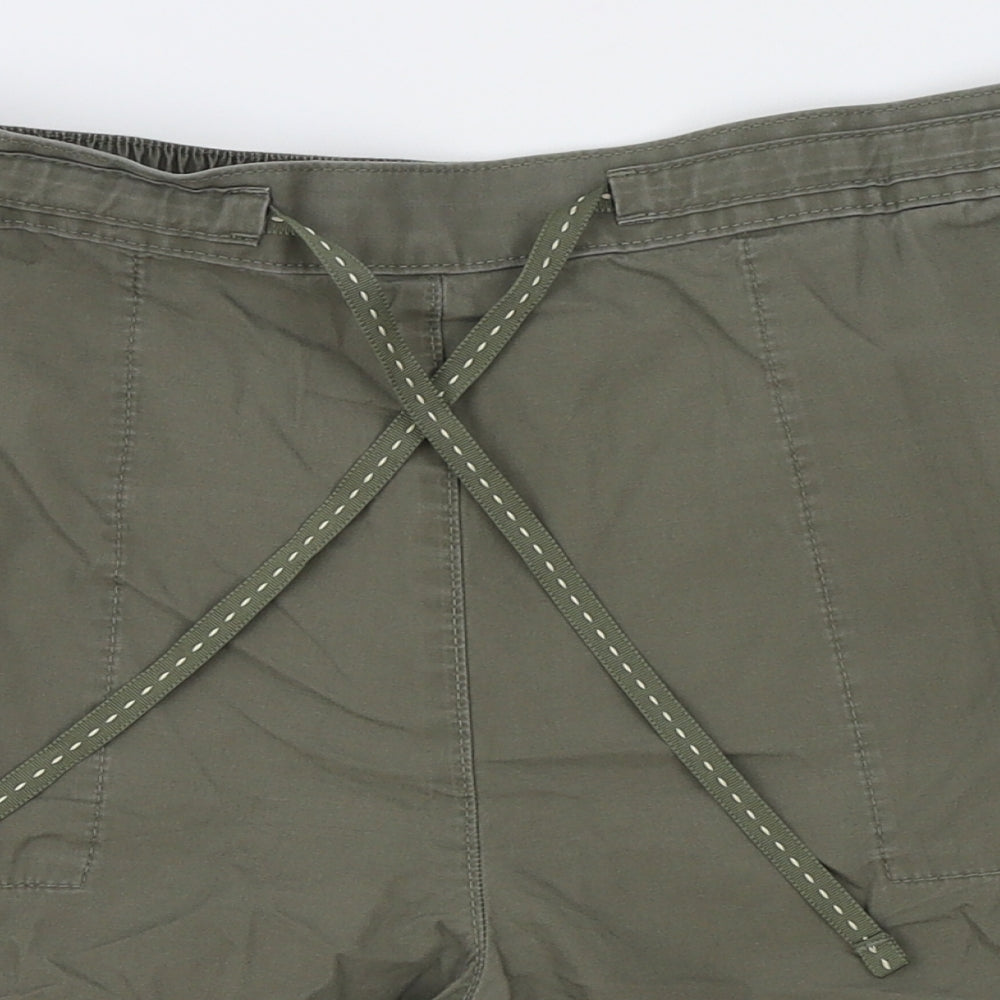 Marks & Spencer Womens Green Cotton Bermuda Shorts Size 12 L14 in Regular Drawstring