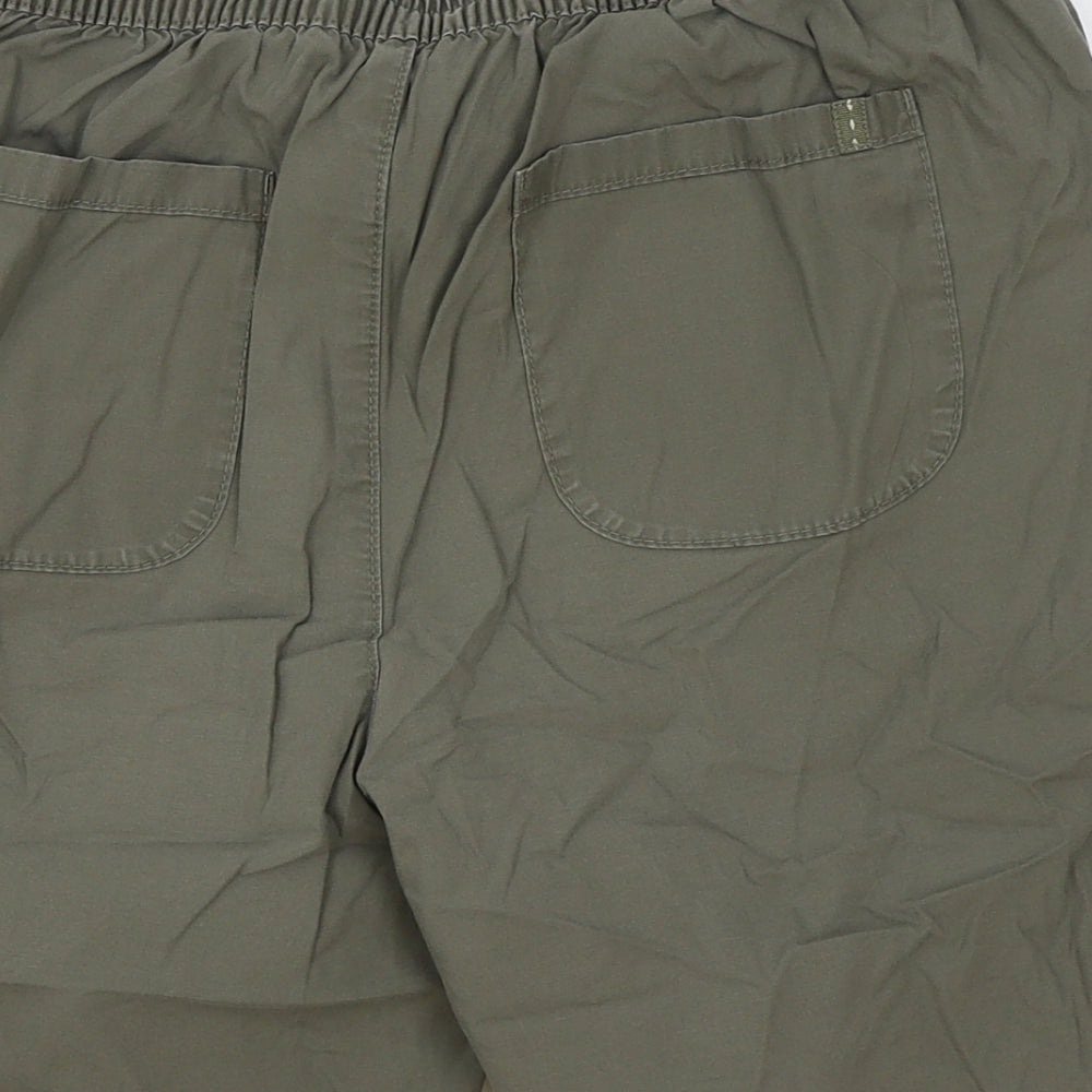 Marks & Spencer Womens Green Cotton Bermuda Shorts Size 12 L14 in Regular Drawstring