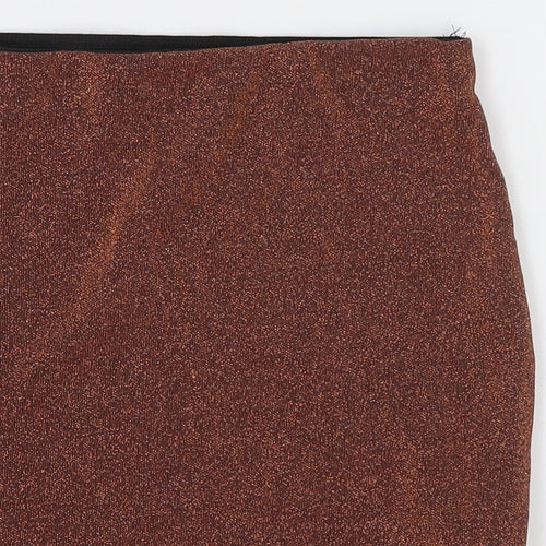 Pull&Bear Womens Orange Viscose Mini Skirt Size S