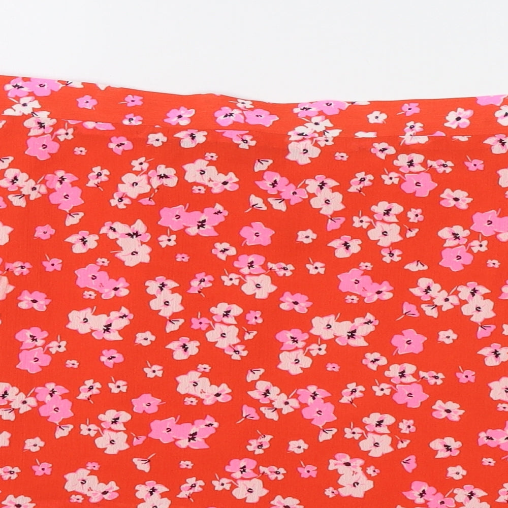 Marks and Spencer Womens Red Floral Polyester Flare Skirt Size 22