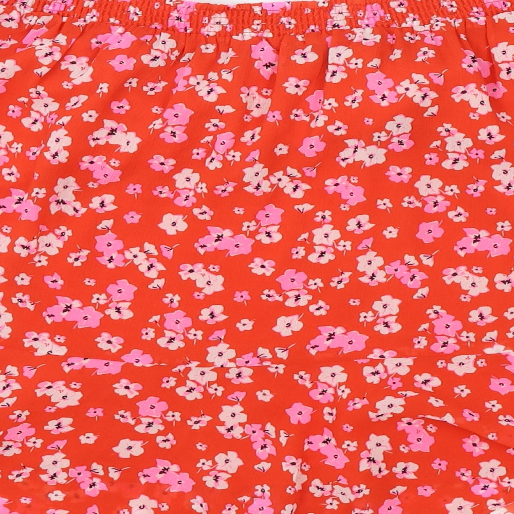Marks and Spencer Womens Red Floral Polyester Flare Skirt Size 22