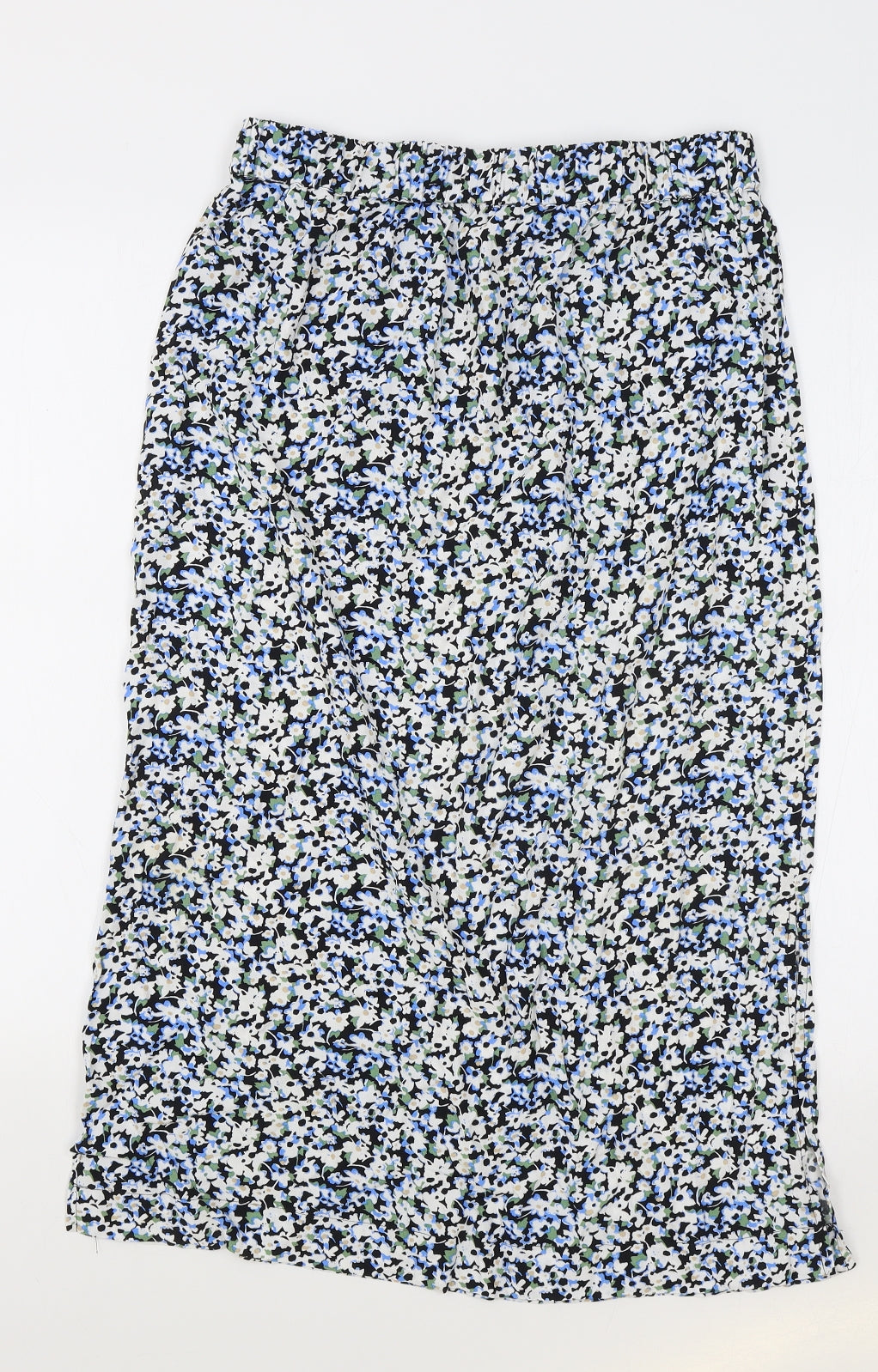 M&S Womens Blue Floral Polyester Flare Skirt Size 12