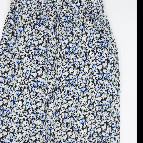 M&S Womens Blue Floral Polyester Flare Skirt Size 12