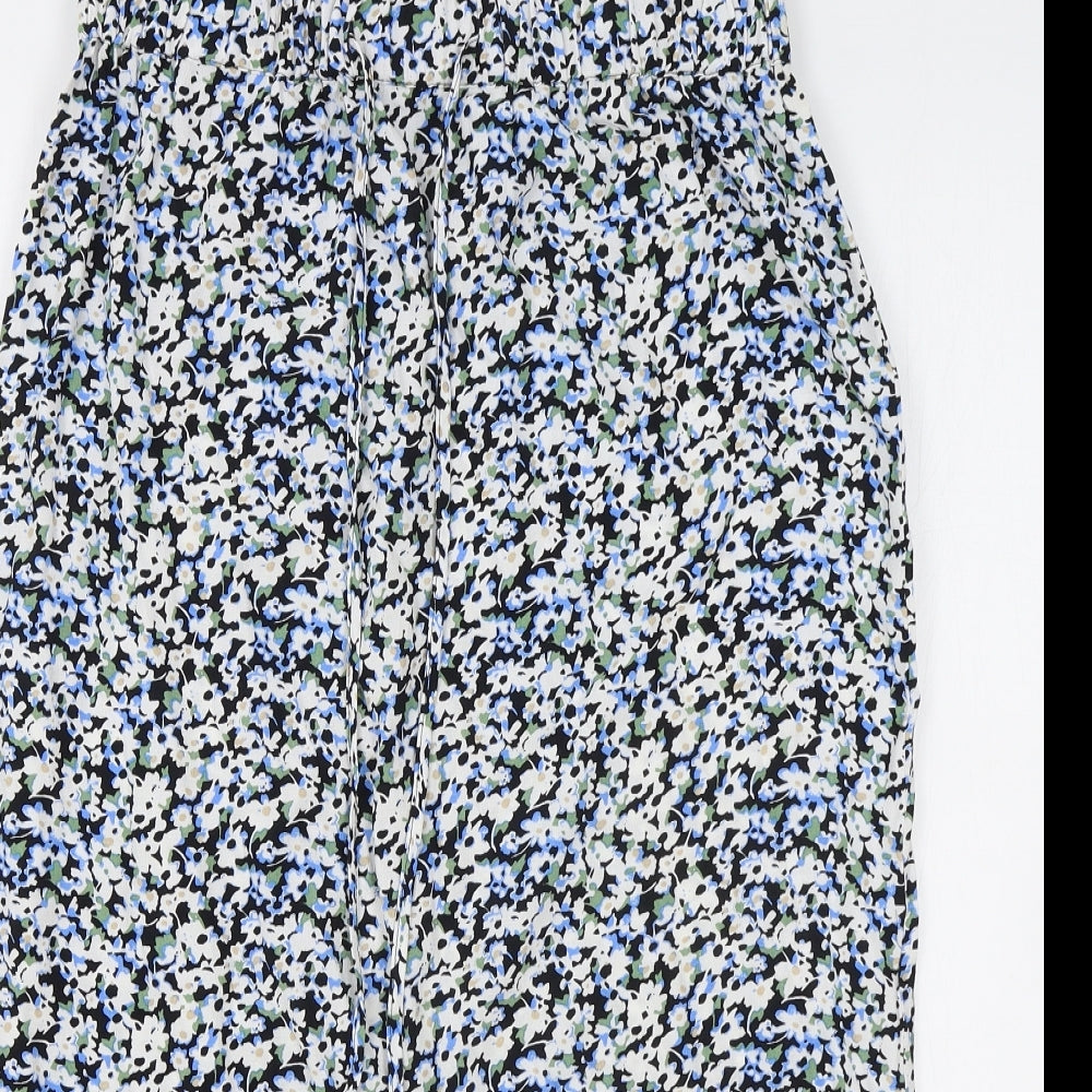 M&S Womens Blue Floral Polyester Flare Skirt Size 12
