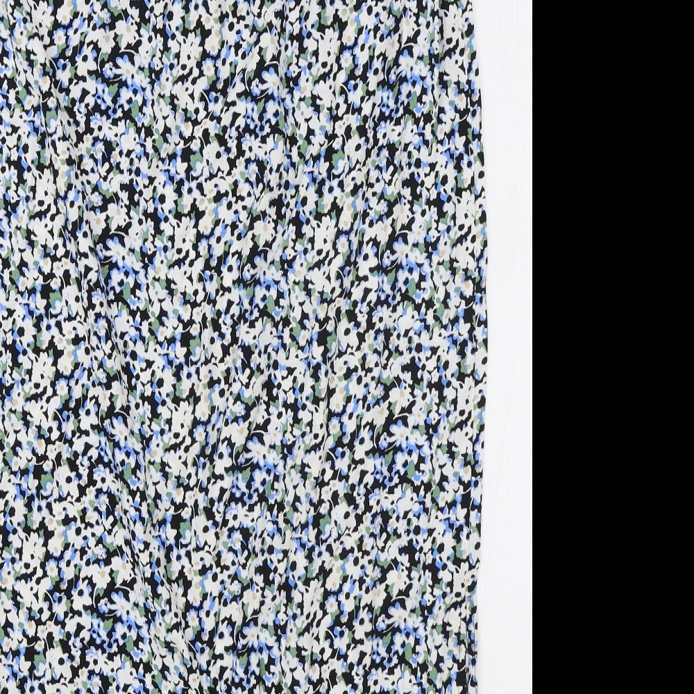 M&S Womens Blue Floral Polyester Flare Skirt Size 12