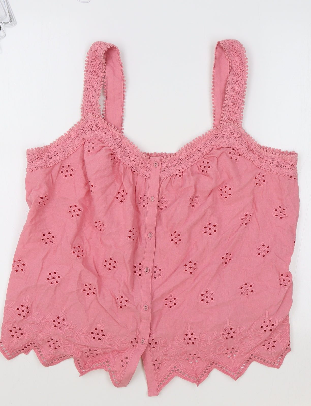 Per Una Womens Pink Cotton Camisole Tank Size 18 V-Neck