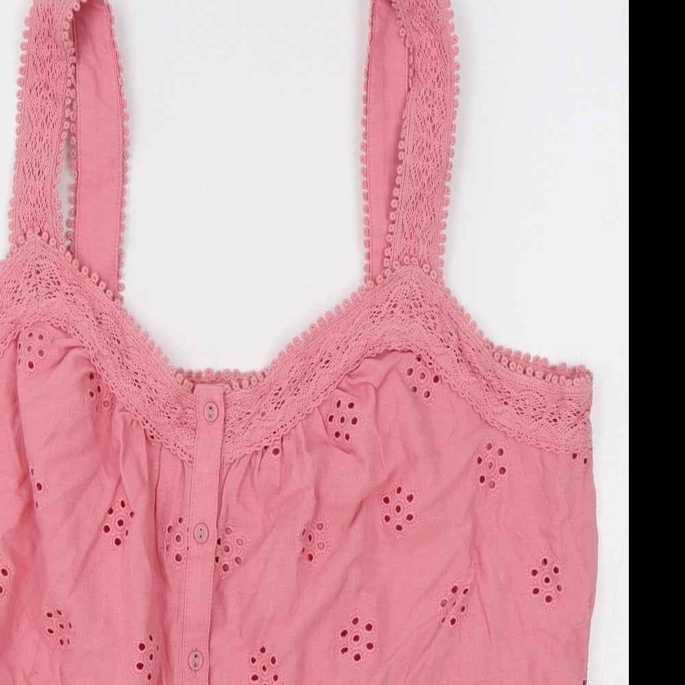 Per Una Womens Pink Cotton Camisole Tank Size 18 V-Neck