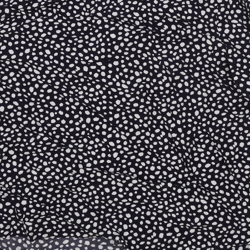 M&S Womens Black Polka Dot Viscose Basic Blouse Size 8 Collared