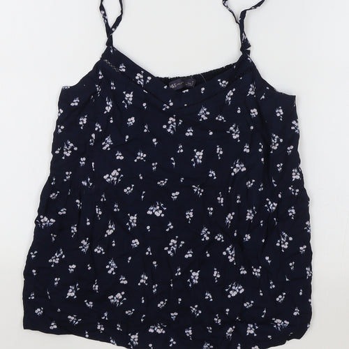 Marks and Spencer Womens Blue Floral Viscose Camisole Tank Size 10 V-Neck